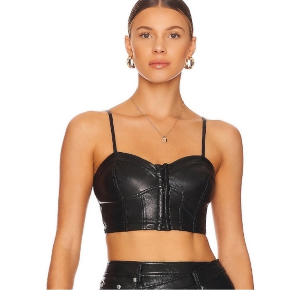 NWT Jonathan Simkhai Korina Vegan Leather Cropped Bustier Crop Top 6